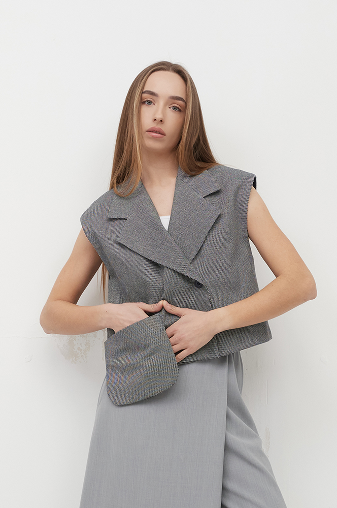 Камізелька з великою кишенею сіро-синій (КА 73/12)